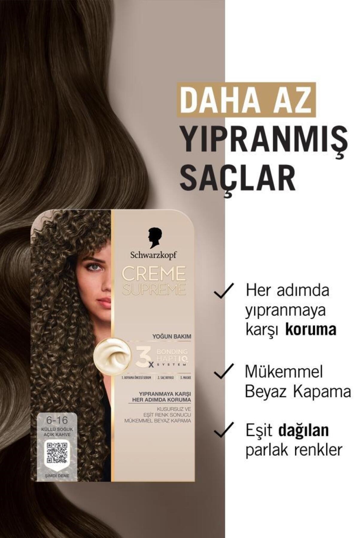 Schwarzkopf Creme Supreme Saç Boyası 6-16 Küllü Soğuk Açık Kahve
