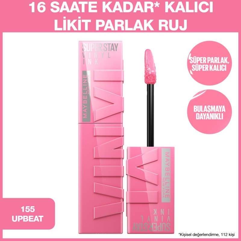 Maybelline New York Maybelline Super Stay Vinyl Ink - Likit Parlak Ruj No: 155 Upbeat