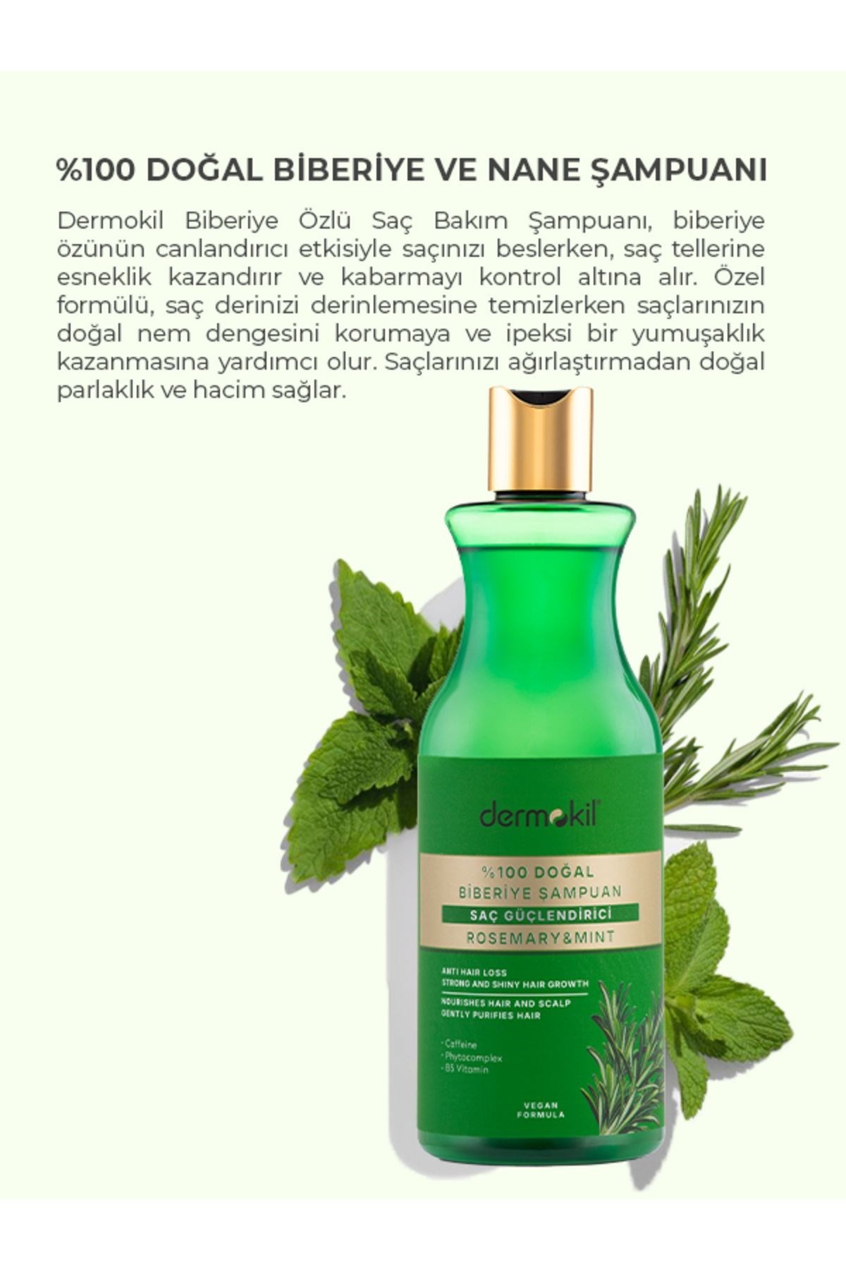 Dermokil %100 Doğal Biberiye Saç Güçlendirici Şampuan 400 ml