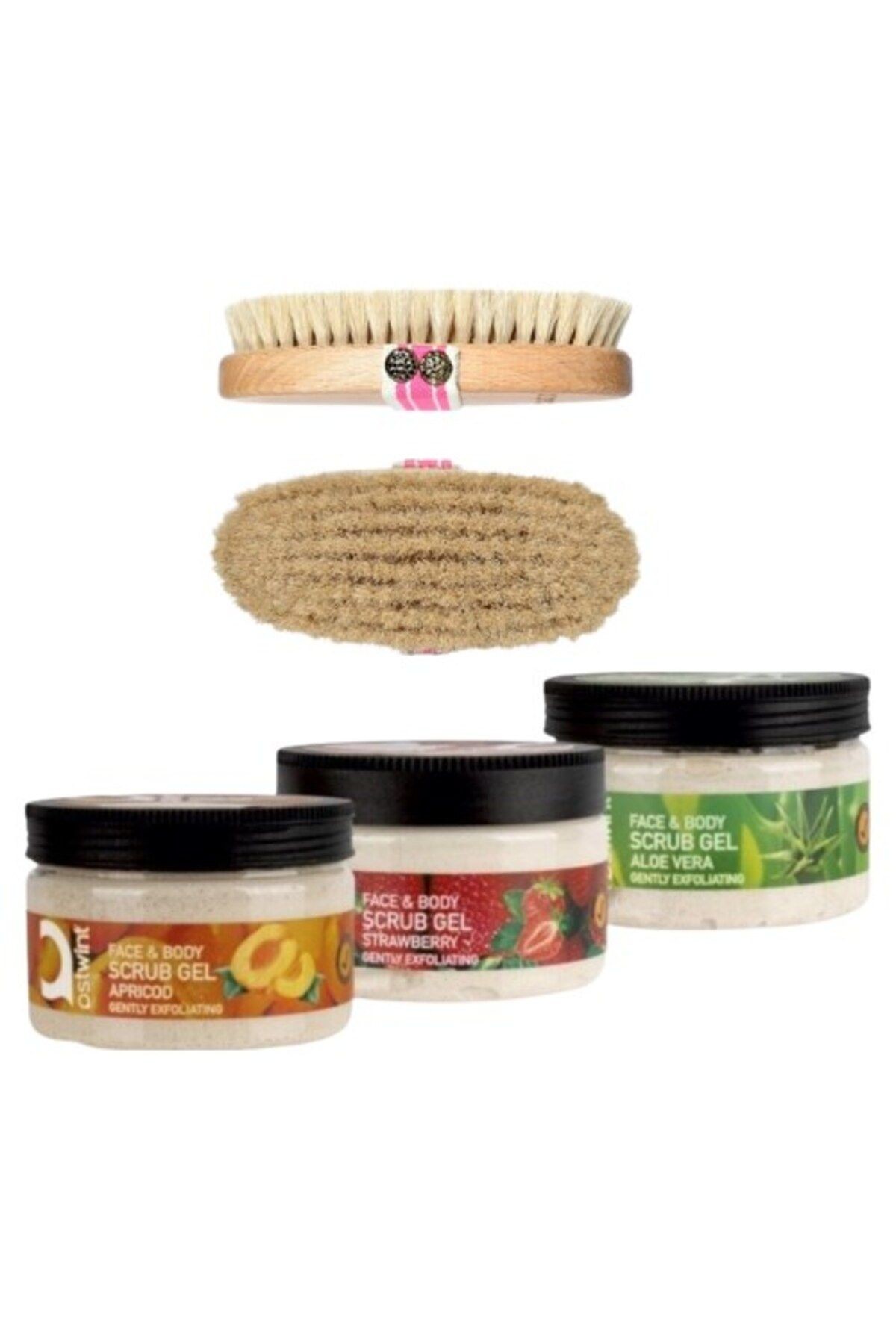 %100 DOĞAL AT KILI FIRÇA 9067 Yüz ve Vücut Scrub Jel Peeling Yüz Maskesi 4'lü Set