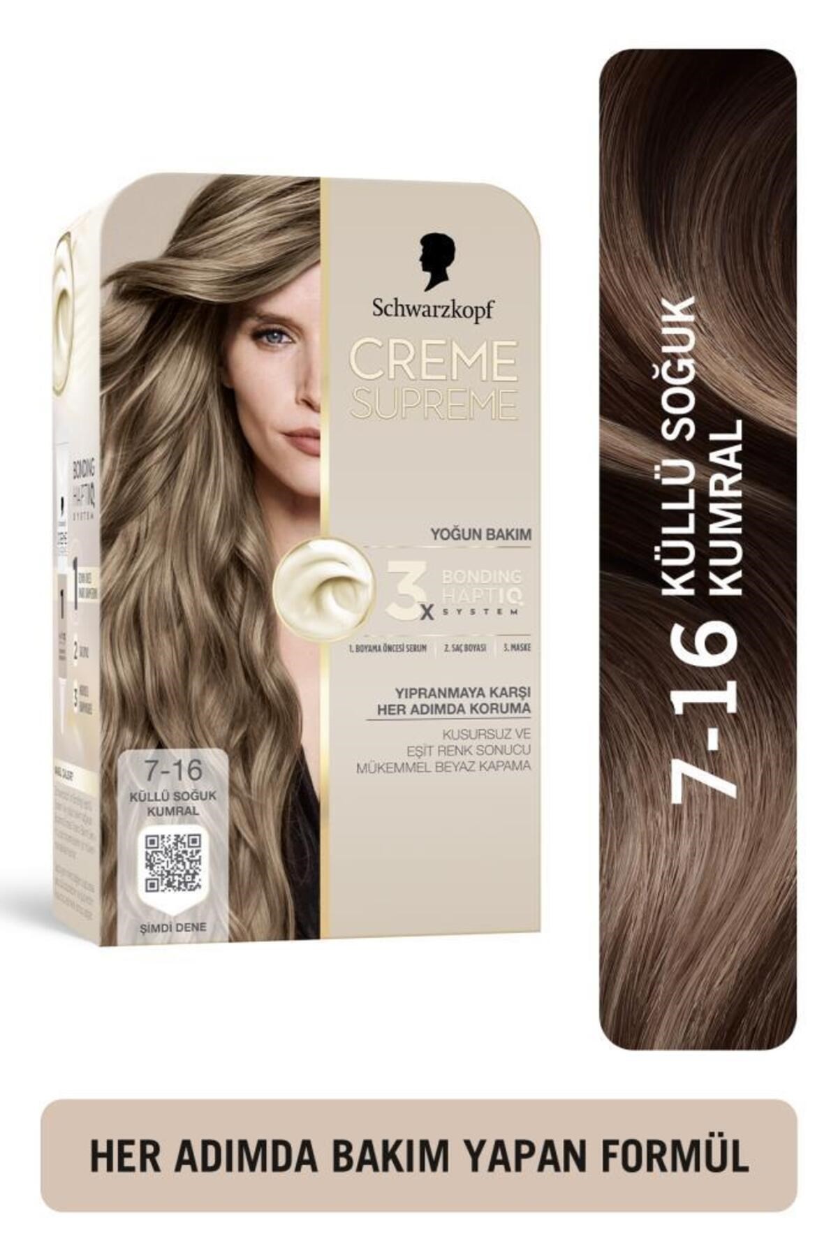 Schwarzkopf Creme Supreme Saç Boyası Full Kit 7-16 Küllü Soğuk Kumral