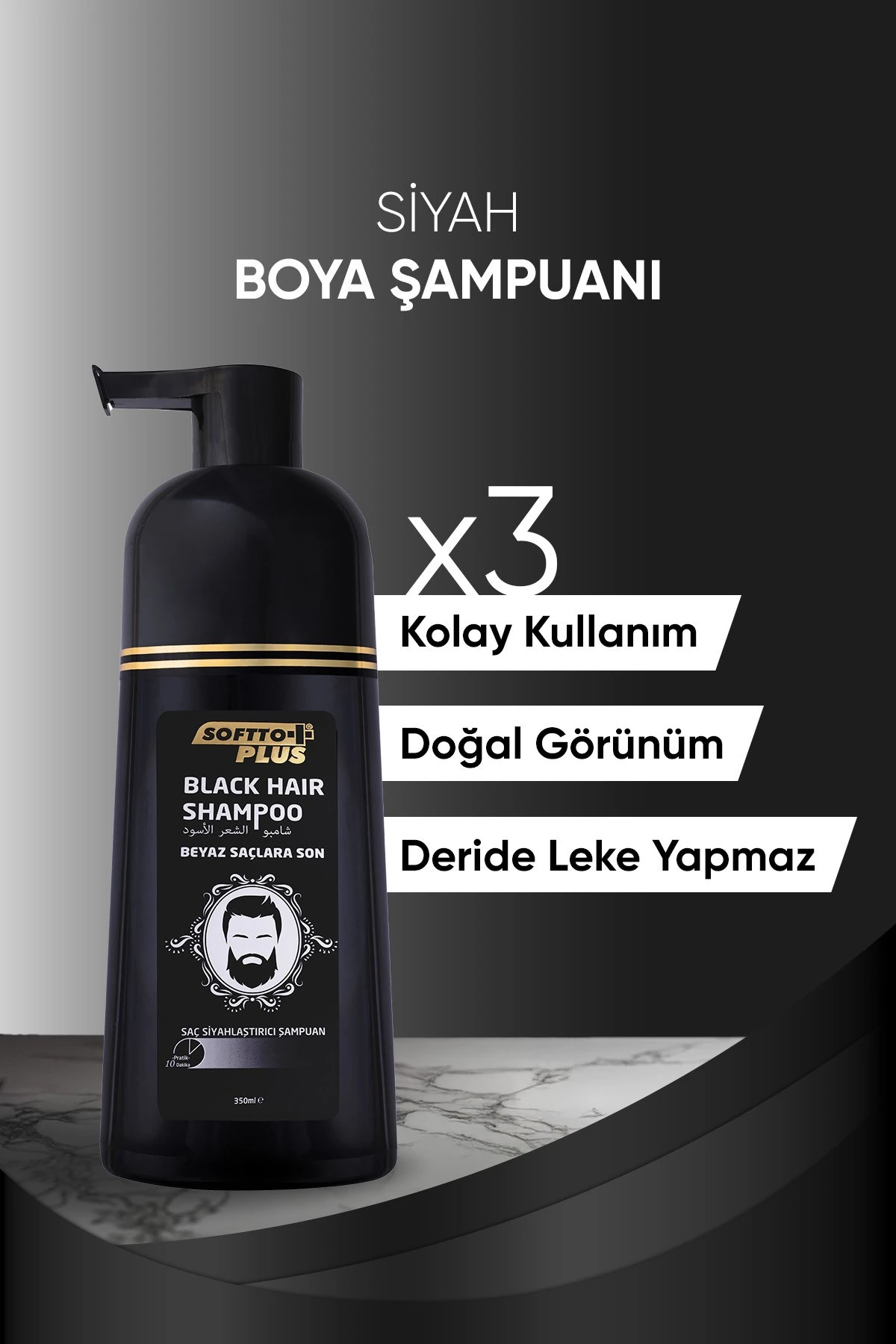 Softto Plus Black Hair Shampoo Siyahlaştırıcı 350 ml
