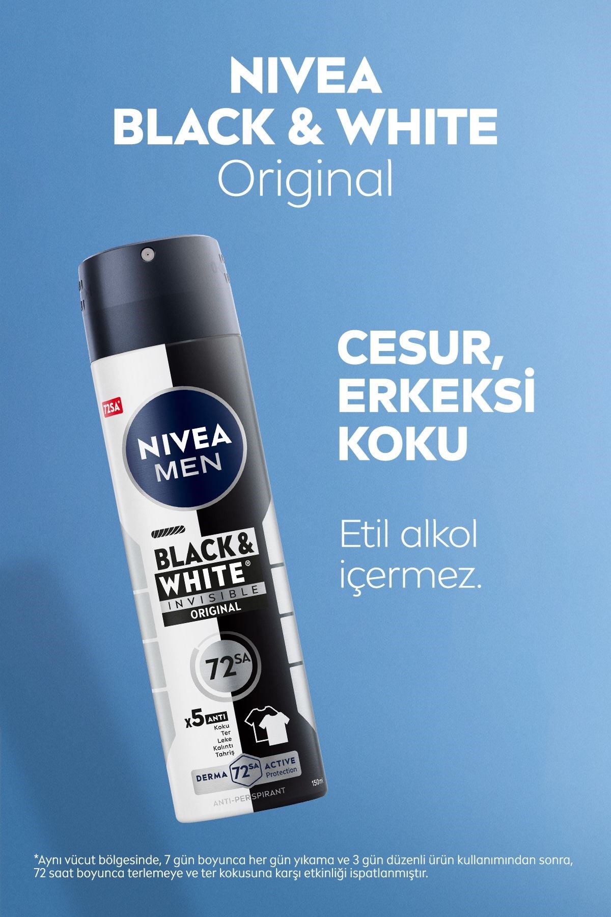 Nivea Men Erkek Sprey Deodorant Black&white Invisible Original 200ml, 72 Saat Anti-perspirant Ter Ko