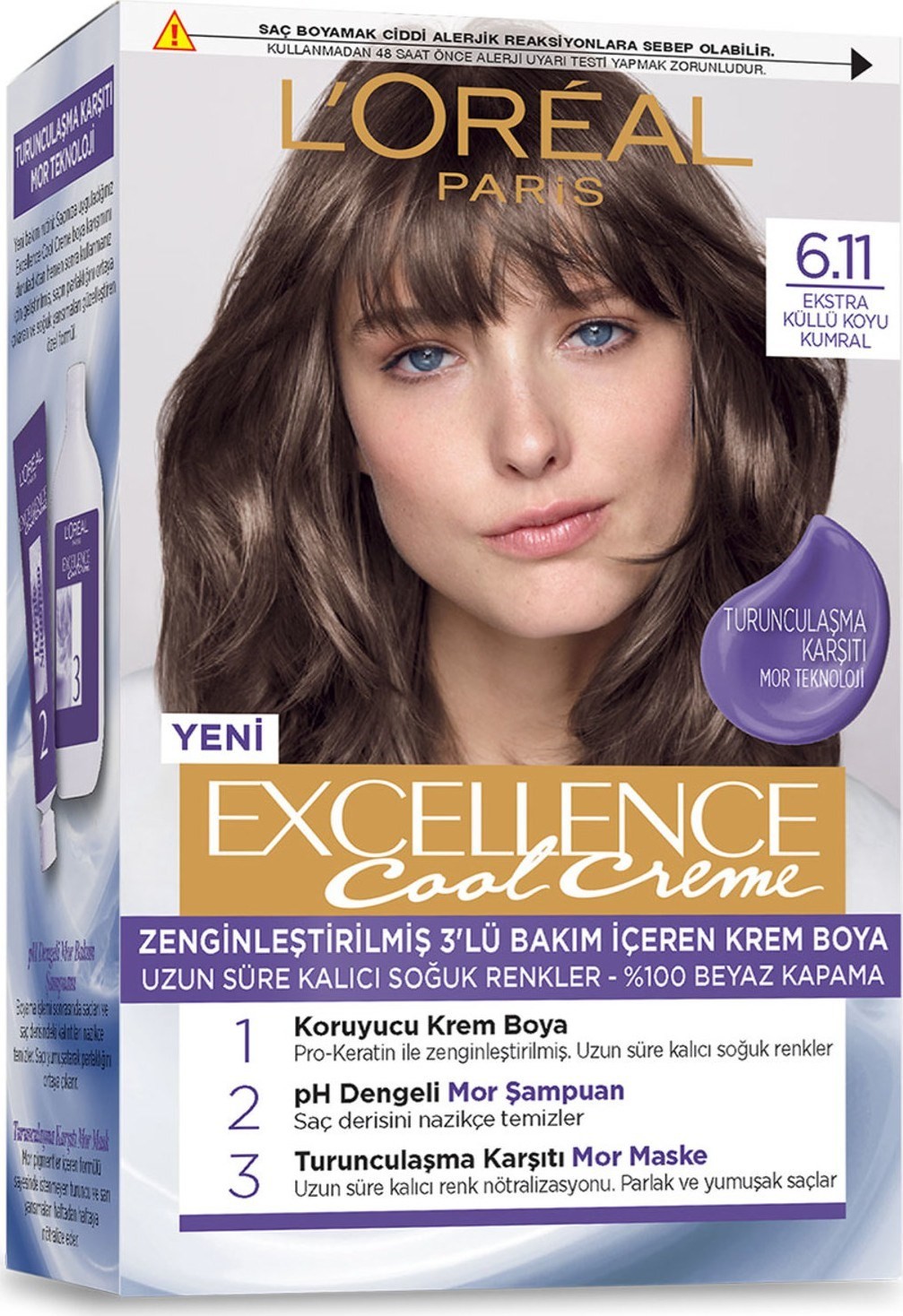 L’Oréal Paris Excellence Cool Creme Saç Boyası – 6.11 Ekstra Küllü Koyu Kumral