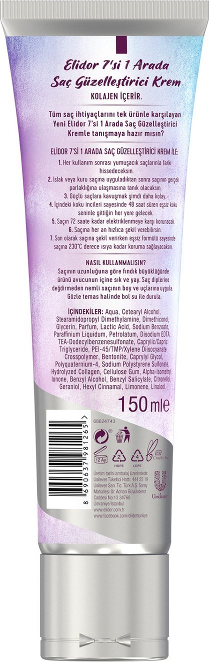 Elidor Saç Güzelleştirici Bakım Krem 7'si 1 Arada Durulanmaz 150 ml