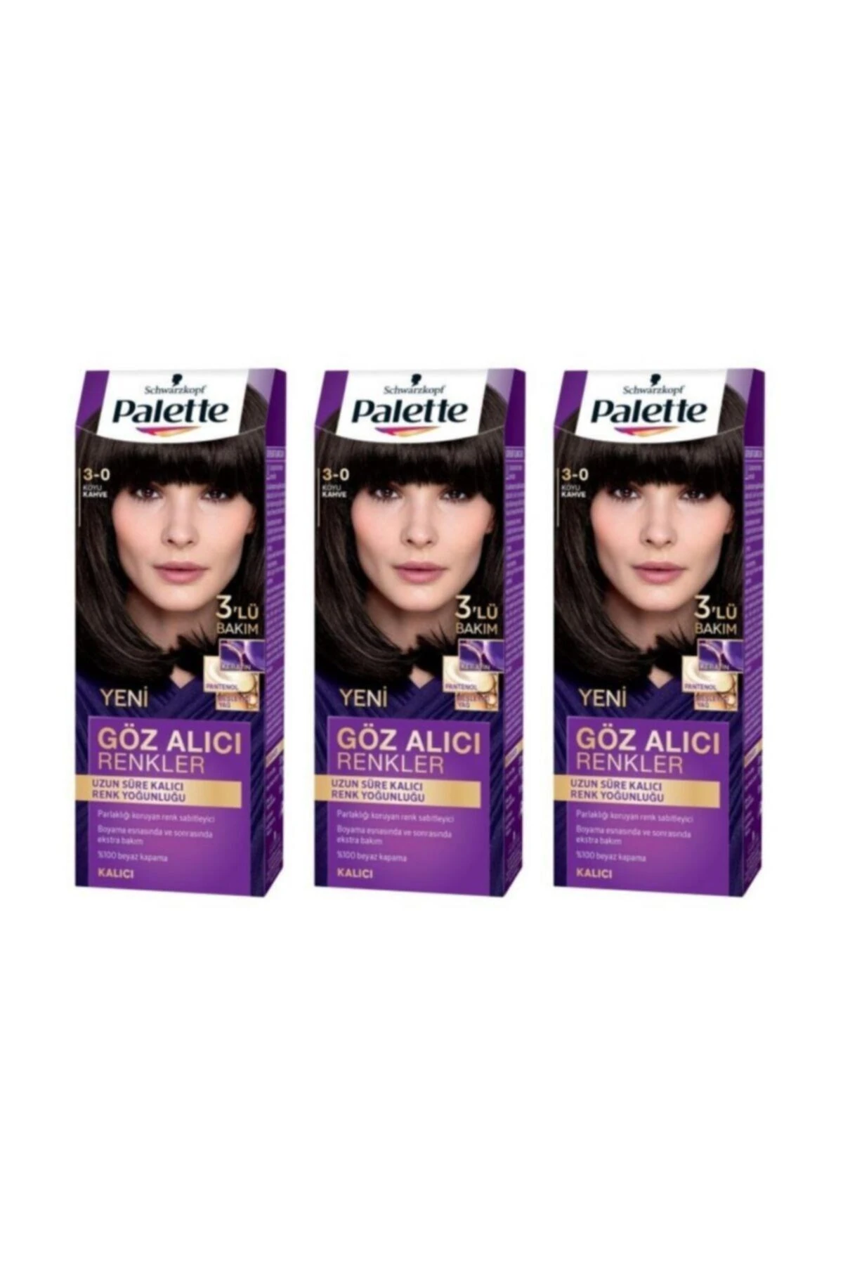 Palette Göz Alıcı Renkler Saç Boyası 3-0 Koyu Kahve 3 Paket