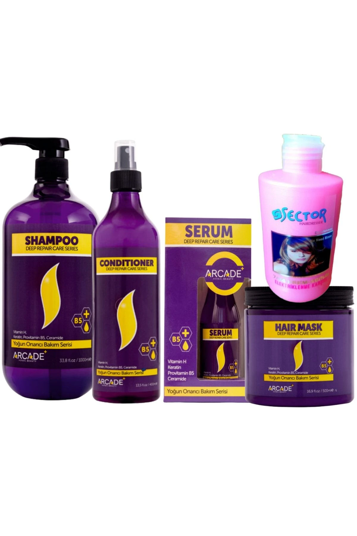 Saç Bakım Şampuanı 1000 Ml Yoğun Onarıcı Bakım 5li Özel Saç Bakım Seti