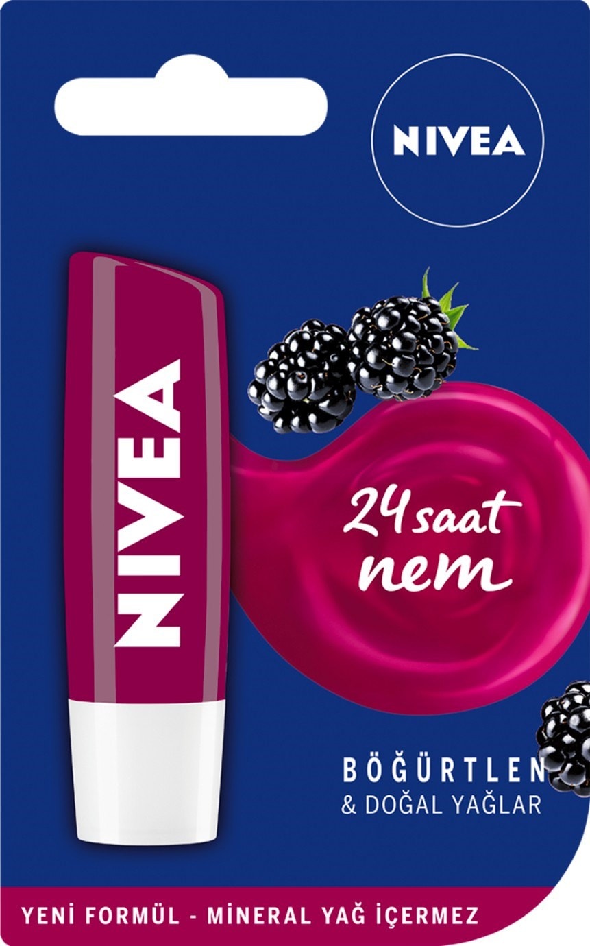 NİVEA LIP BALM RUJ & BÖĞÜRTLEN AROMALI DUDAK KORUYUCU 4,8GR
