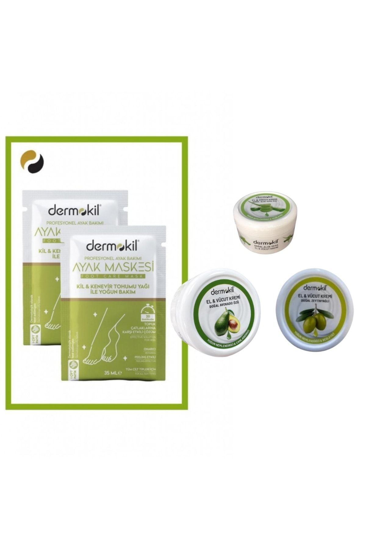 Kil Ve Kenevir Yağlı Peeling Etkili Ayak Maskesi 35 ml 2 ' Li + El Ve Yüz Kremi Alo