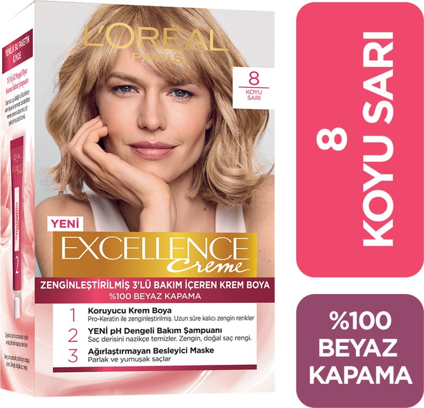 L'Oréal Paris Excellence Creme Saç Boyası 8 Koyu Sarı