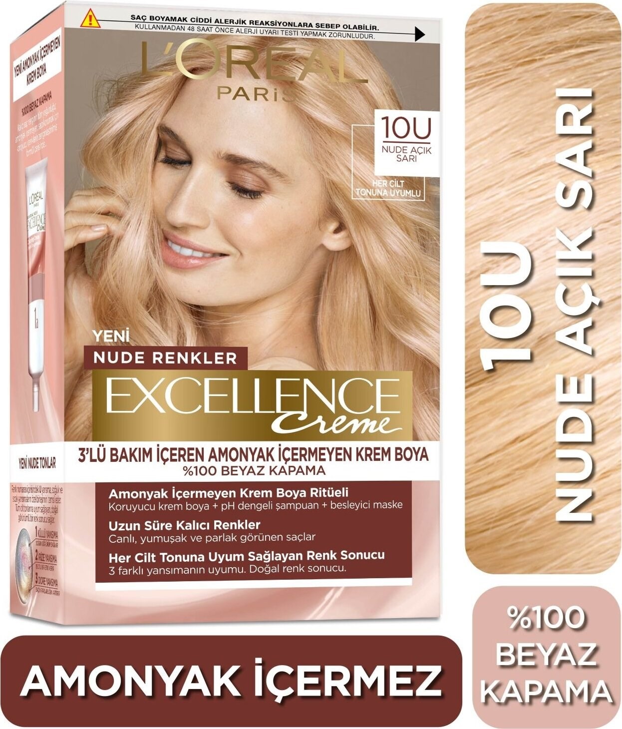 L’oréal Paris Excellence Creme Nude Renkler Saç Boyası – 10U Nude Açık Sarı