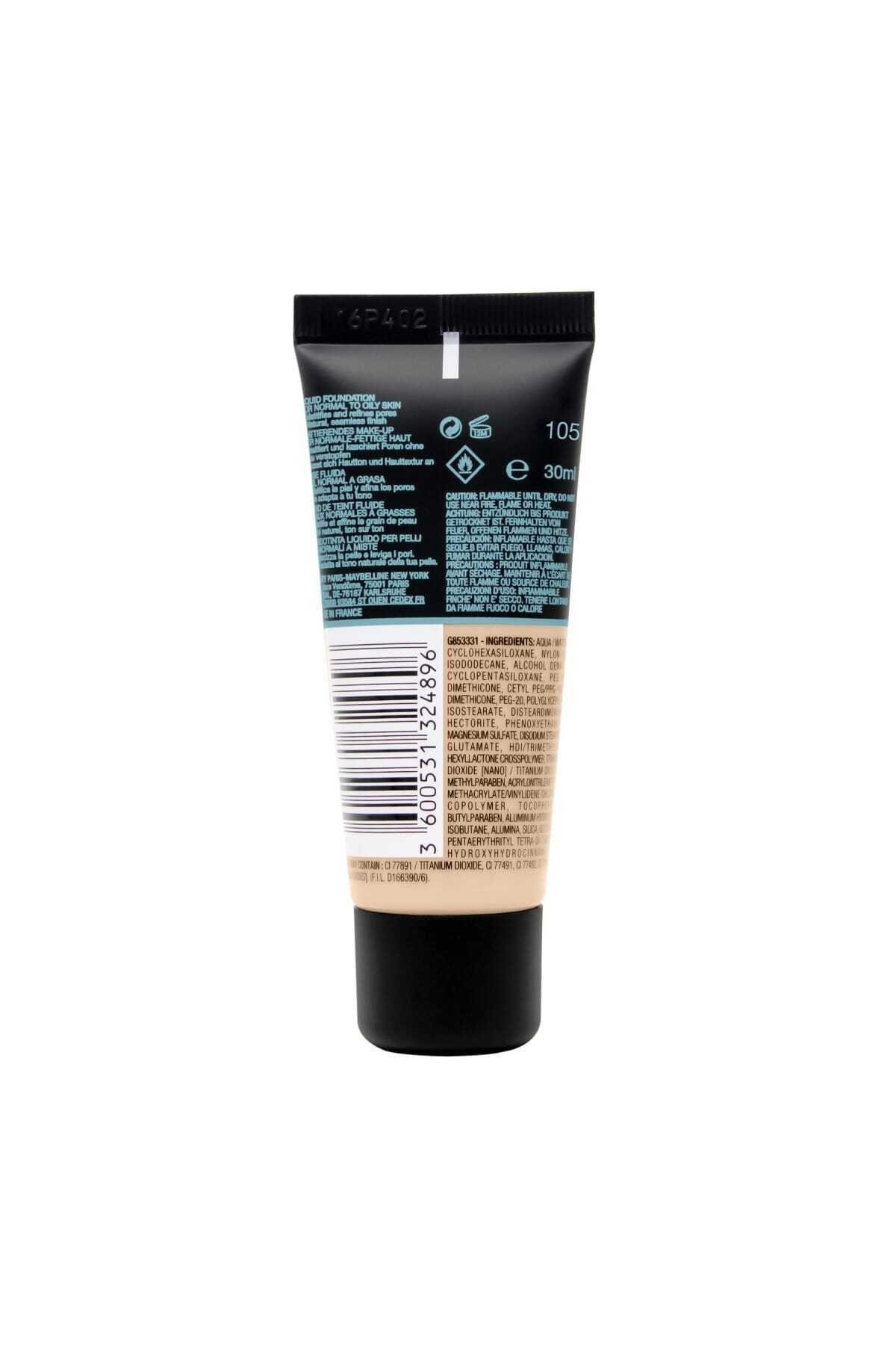 Maybelline New York  Fondöten Fit Me Matte Poreless Foundation 105 Natural Ivory