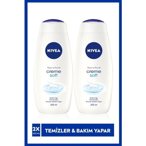 Nivea Creme Soft Kremsi Dokunuş Banyo ve Duş Jeli 400ML,BADEM Yağı,nemlendirici Duş Jeli,x2 Adet