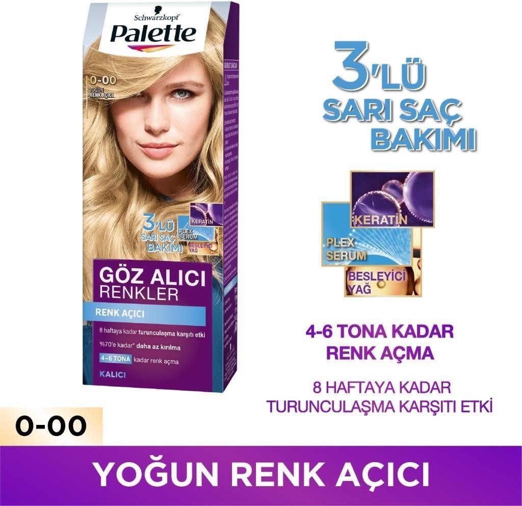  Palette Göz Alıcı Renkler 0-00 Yoğun Renk Açıcı Saç Boyası