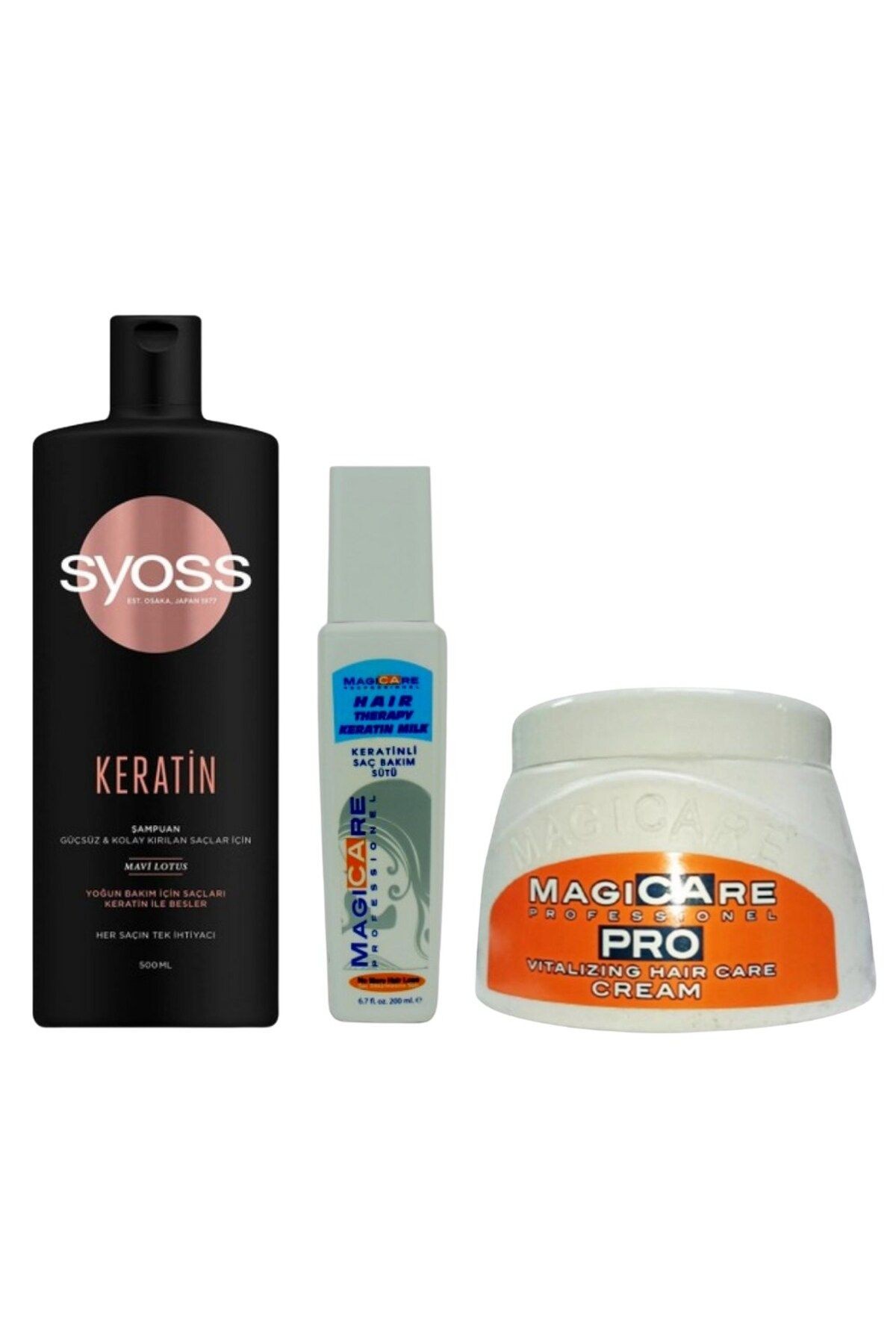 Keratın Mükemmelliği Şampuan 500 ML + Magicare Keratin + Magicare Keratinli Saç Bakım Sütü 200