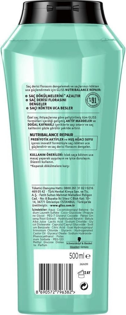 Schwarzkopf Gliss Nutribalance Saç Bakım Şampuanı 500 ML