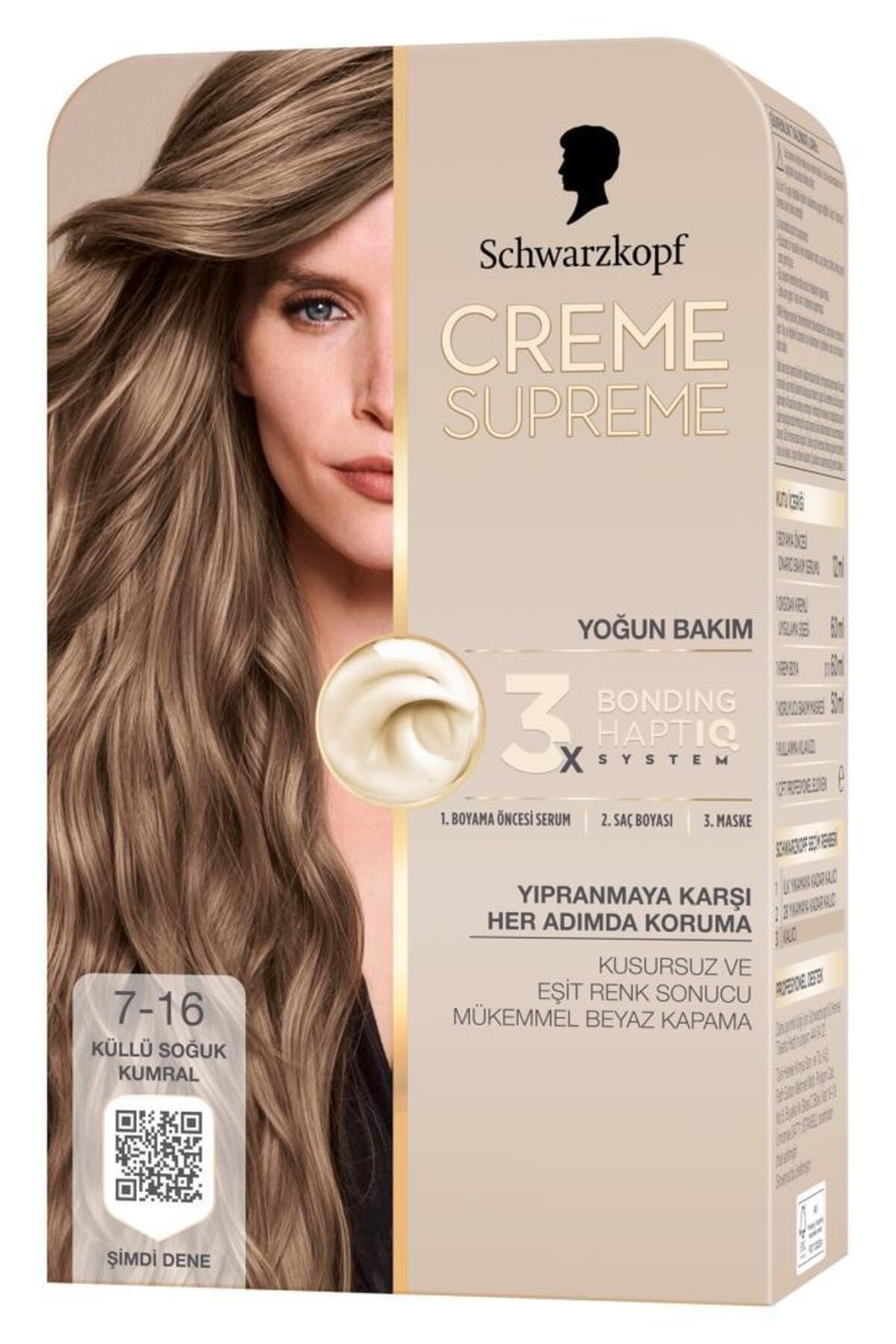 Schwarzkopf Creme Supreme Saç Boyası Full Kit 7-16 Küllü Soğuk Kumral