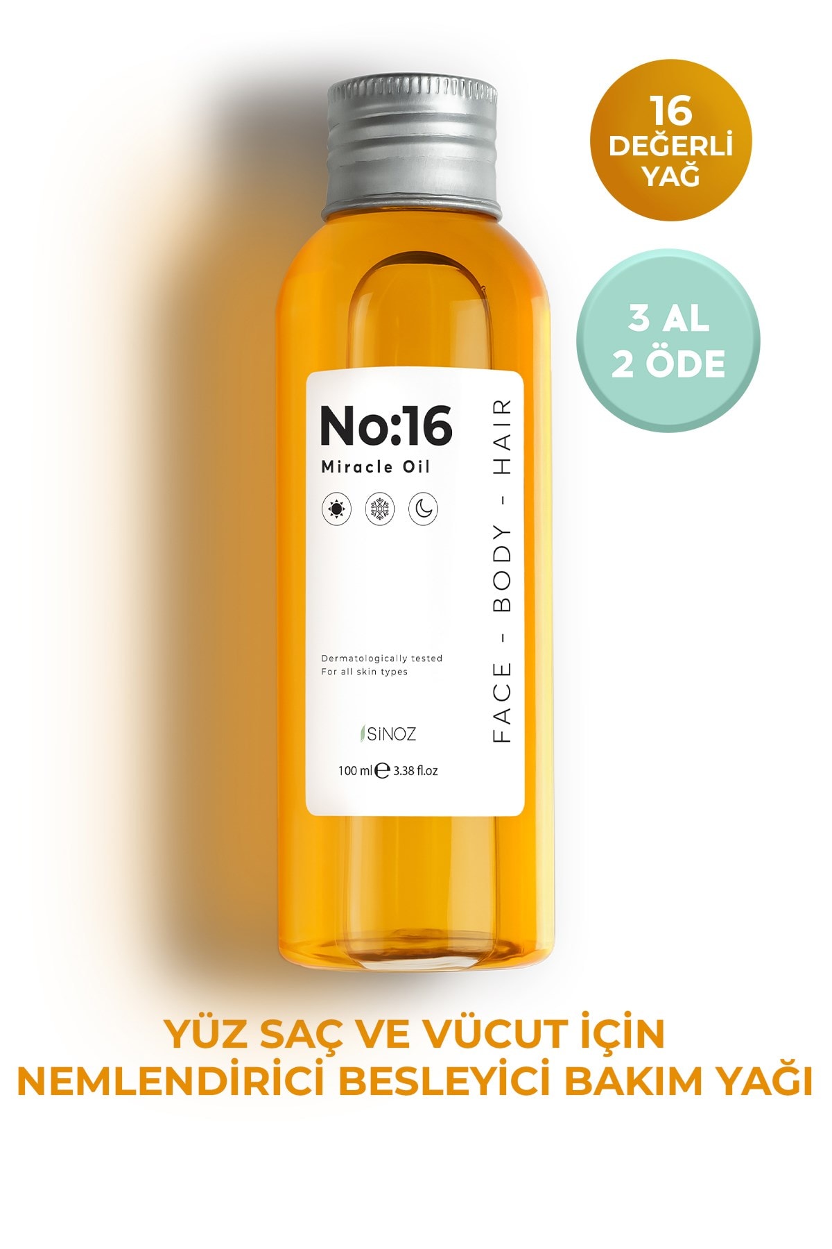 Sinoz No:16 Nemlendirici Besleyici Yenileyici Işıltı Verici Mucizevi Onarıcı Bakım Yağı 100 Ml