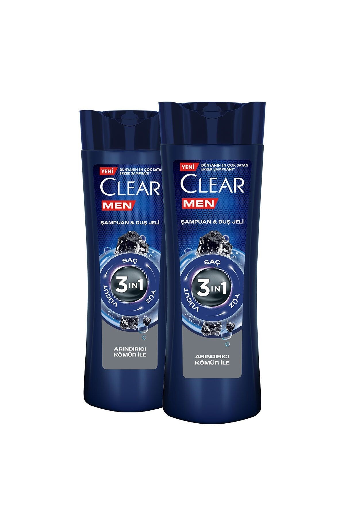 Clear Men 3 In 1 Şampuan & Duş Jeli Arındırıcı Kömür Saç Yüz Vücut Için 350 ml X2