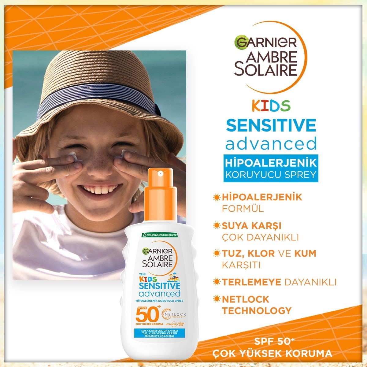 Garnier Ambre Solaire Sensitive Advanced Çocuk Sprey GKF50+ 200ML