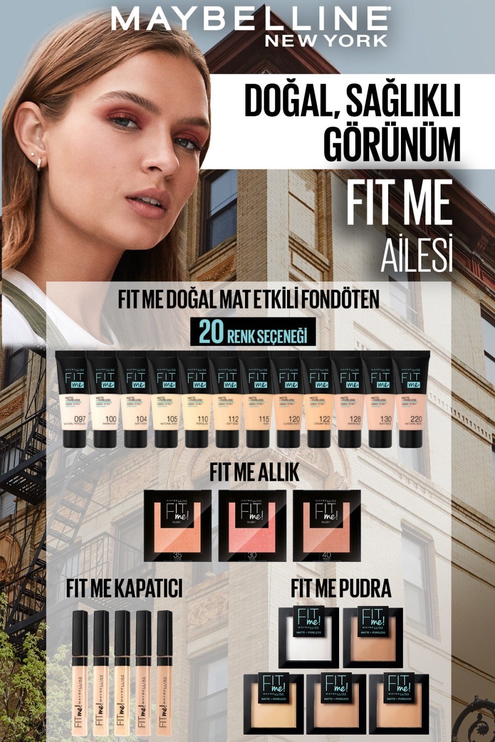 Maybelline New York Fit Me Matte+Poreless Fondöten - 100 Warm Ivory