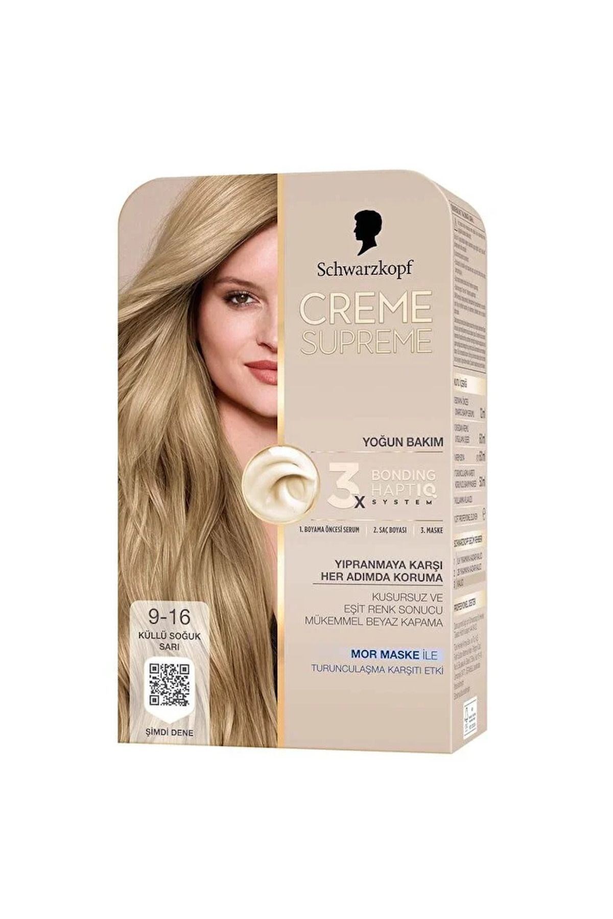 Schwarzkopf Creme Supreme Saç Boyası Full Kit 9-16 Küllü Soğuk Sarı