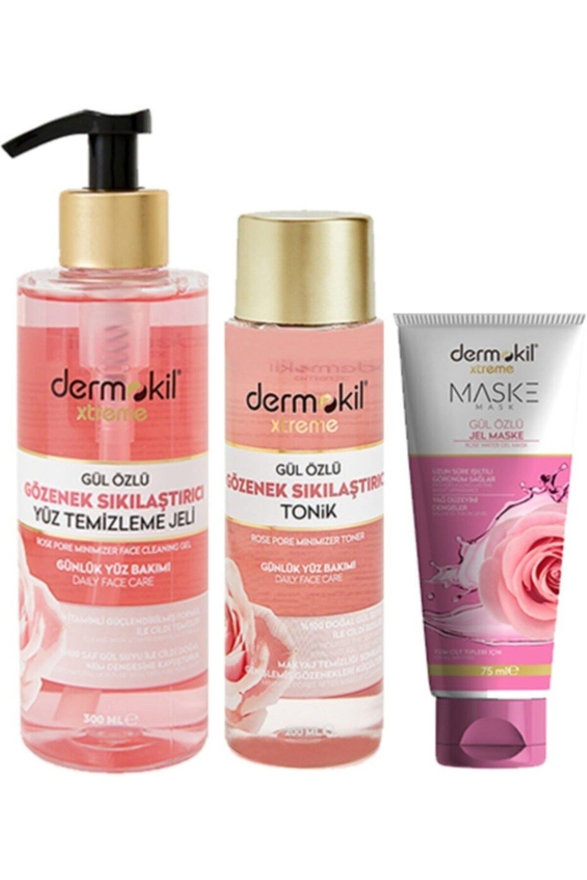 Gül Tonik 200 ml + Gül Yüz Temizleme Jeli 300 ml + Gül Maske 75 ml
