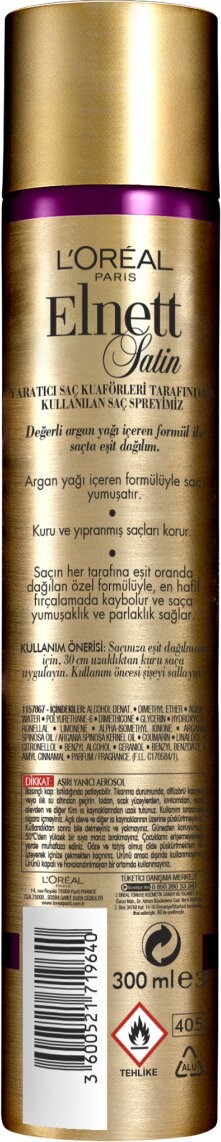 L'Oréal Paris Elnett Değerli Argan Yağı Güçlü Tutuş Saç Spreyi