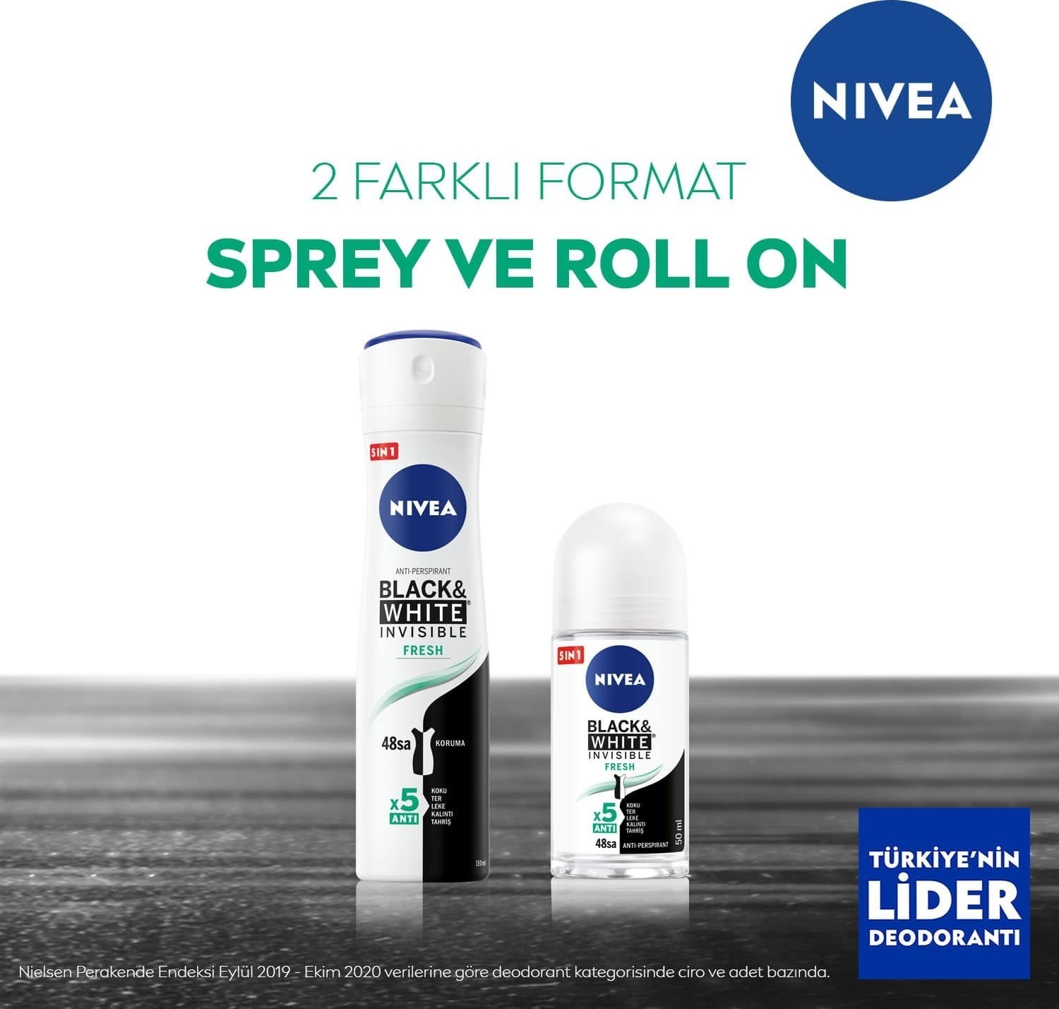 Nivea Kadın Sprey Deodorant Black&White Invisible Fresh, 48 Saat Anti-perspirant Koruma,150ml