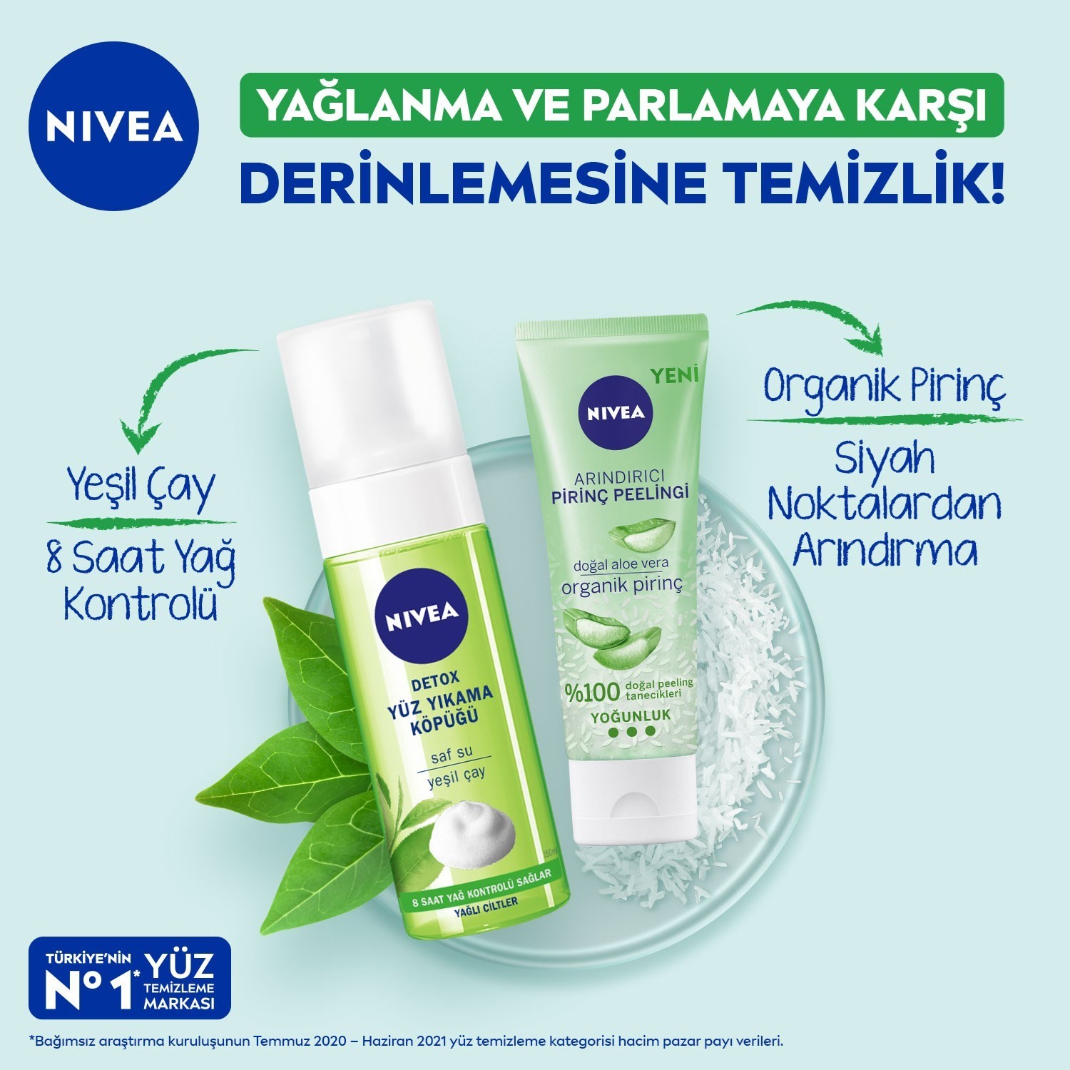 NIVEA Detox Yüz Yıkama Köpüğü Yağlı Ciltler,150ml,Yüz Temizleme, Gözenek Arındırıcı, Yeşil Çay ve An