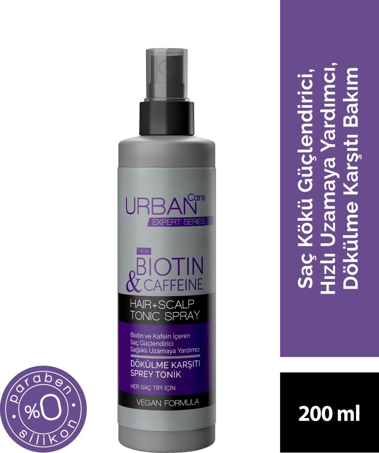 URBAN Care Expert Serisi Biotin ve Kafein Dökülme Karşıtı Saç Toniği-Hızlı Uzamaya Yardımcı-200 ML