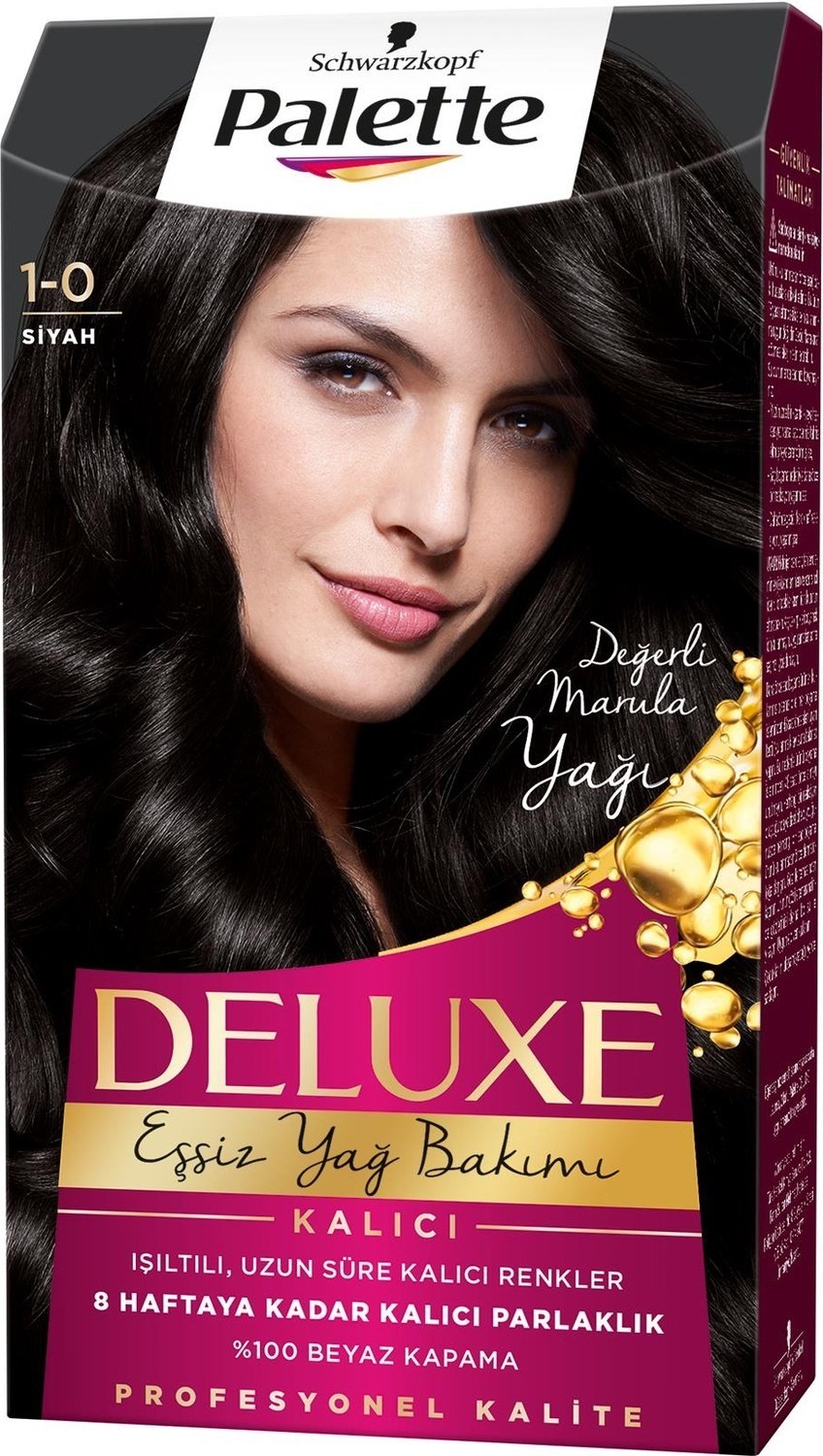 Palette Deluxe Kalıcı Renkler Saç Boyası 1-0 Siyah