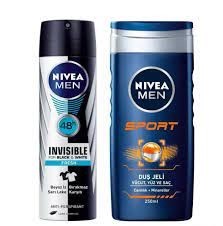 Nivea Men Black & White Invisible Fresh Erkek Deodorant Sprey 150 ml + Sport Duş Jeli 250 ml