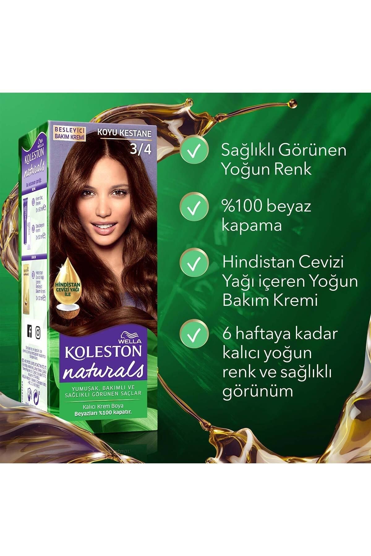 Wella Koleston Naturals Saç Boyası 3/4 Koyu Kestane