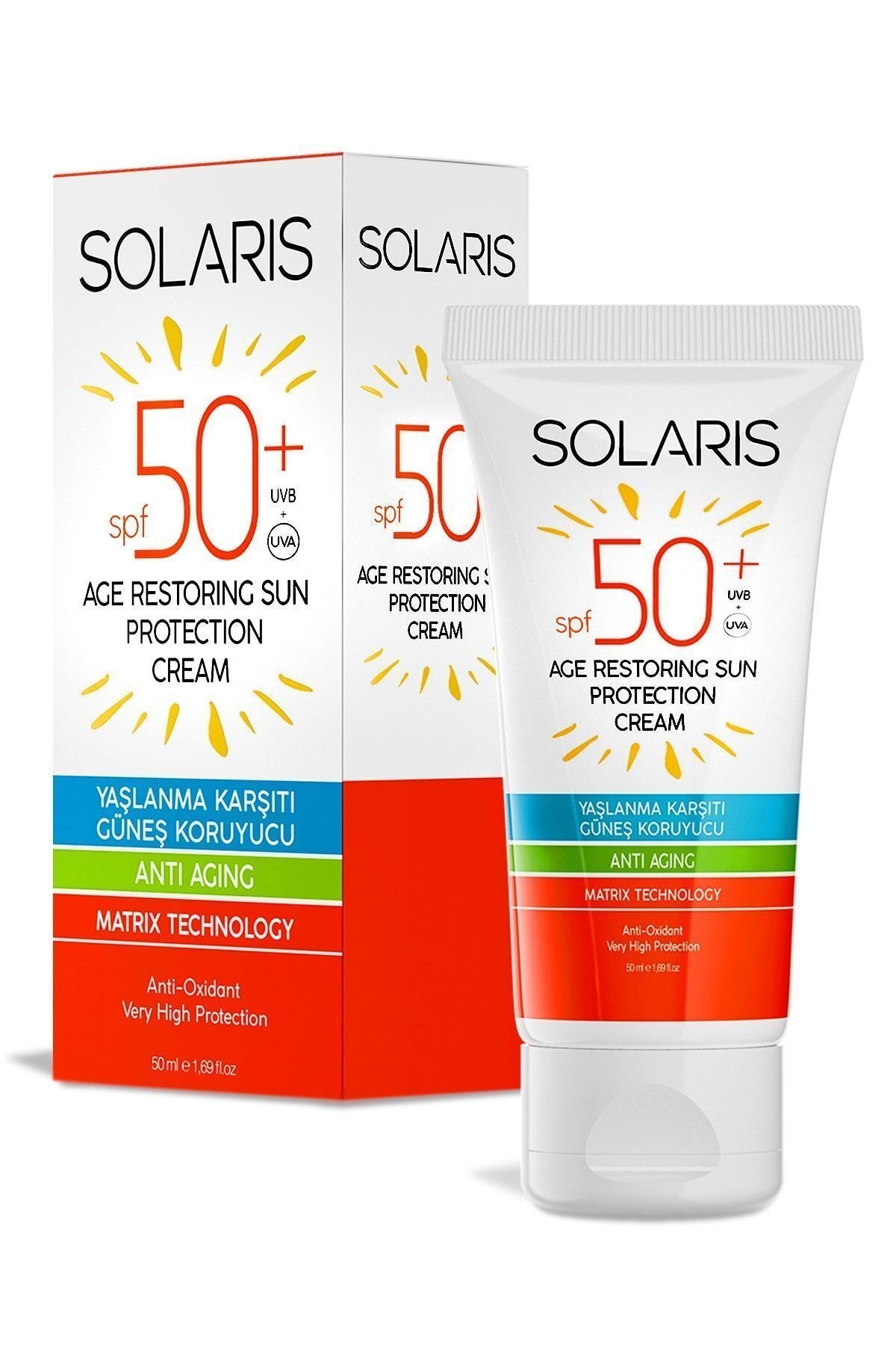 SOLARIS Tüm Cilt Tipleri Için Leke Ve Yaşlanma Karşıtı Güneş Kremi Spf 50 ( 50 ml )