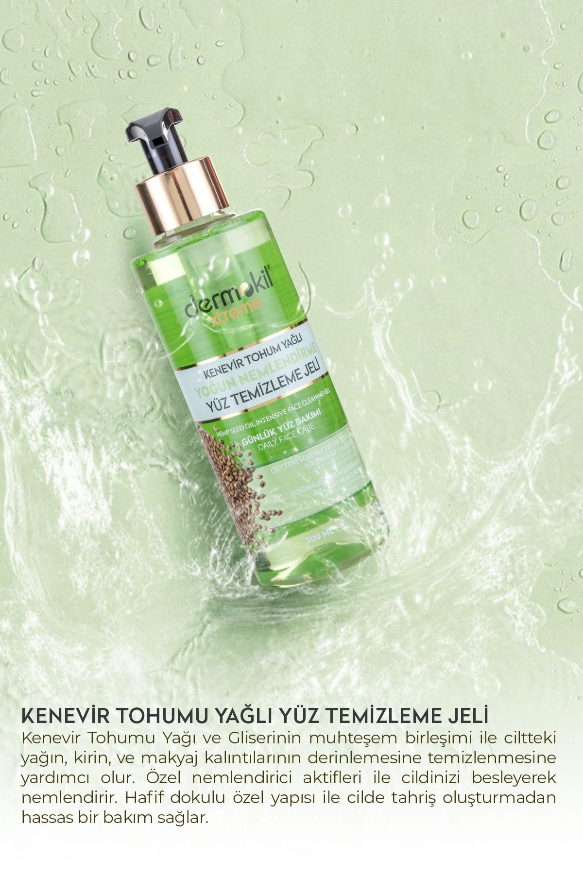Kenevir Tohumu Yağlı Yoğun Nemlendirici Yüz Yıkama Jeli 300ml