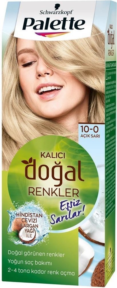  Palette Kalıcı Doğal Renkler 10-0 Açık Sarı Saç Boyası