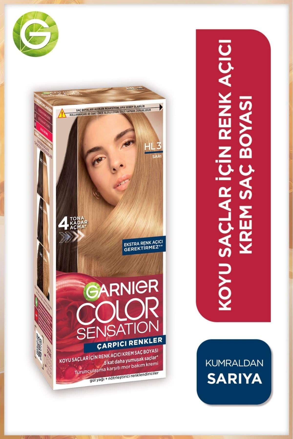 Garnier Çarpıcı Renkler HL3 Sarı Saç Boyası, Demikit