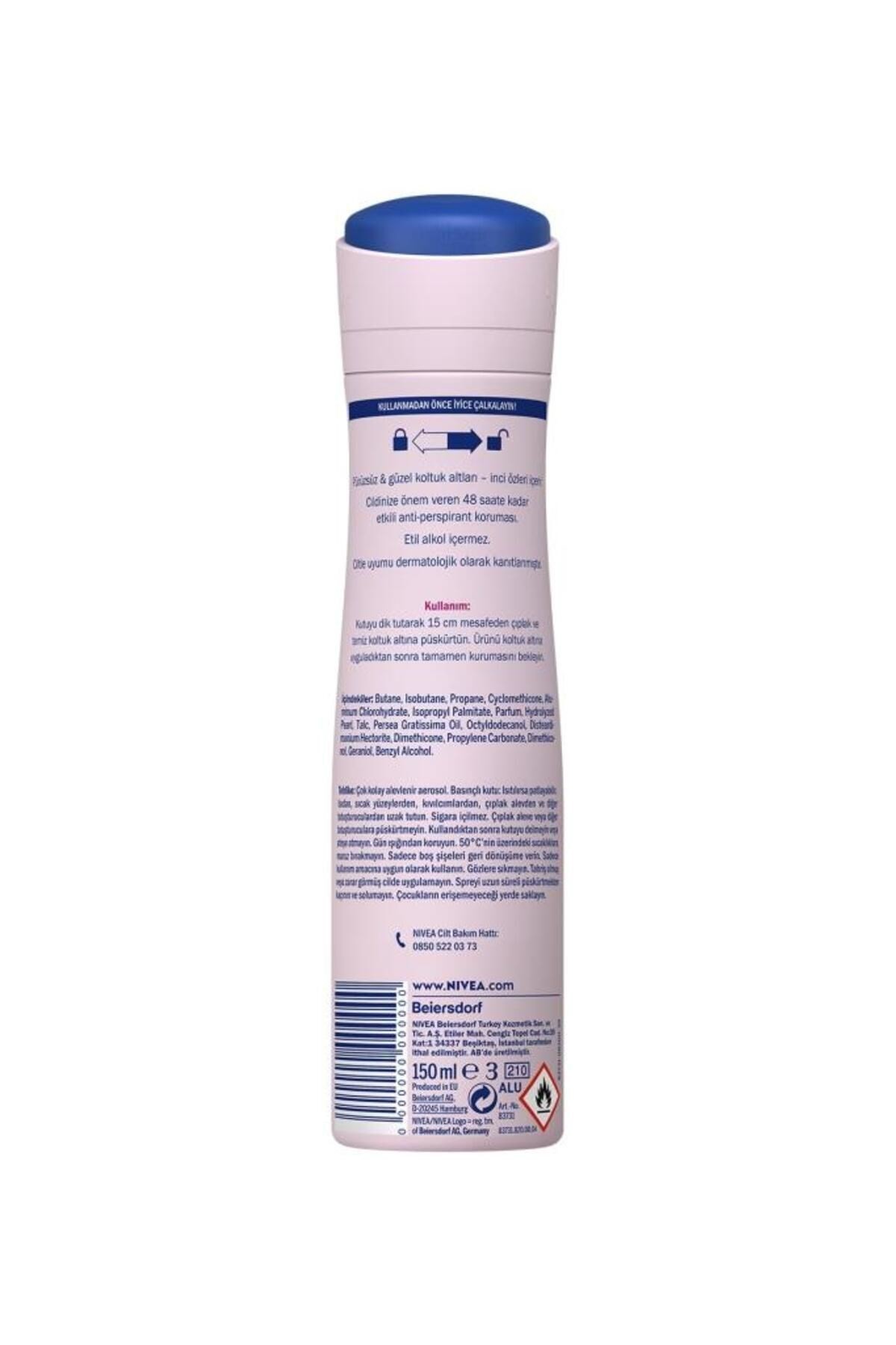 Nivea Kadın Sprey Deodorant Pearl&Beauty 150ml, Ter Kokusuna Karşı 48 Saat Koruma