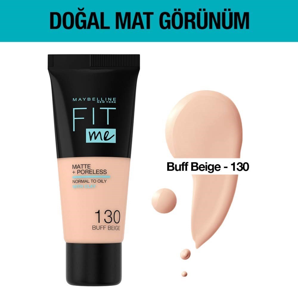 Maybelline New York Fit Me Matte+Poreless Fondöten, 130 Buff Beige