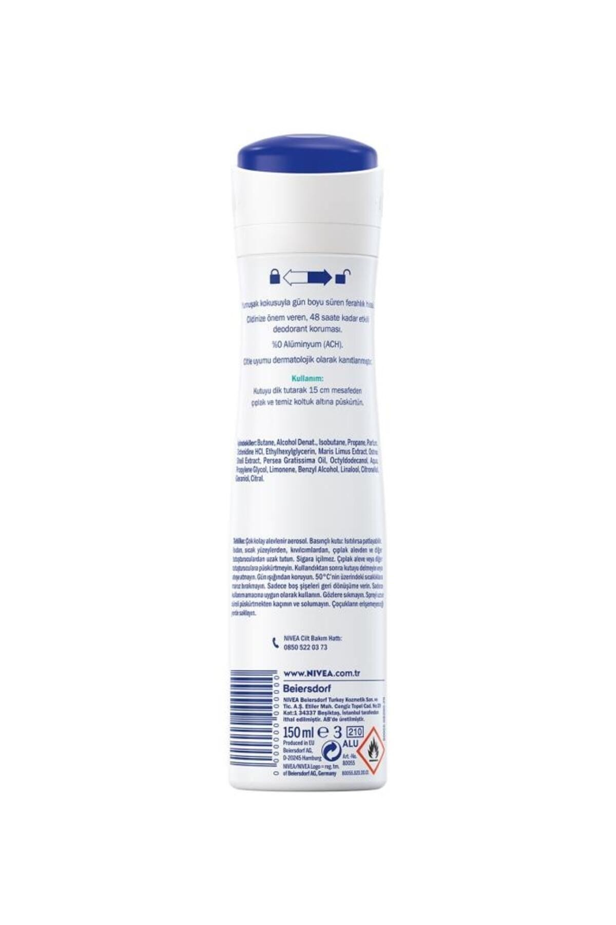 Nivea Kadın Sprey Deodorant Fresh Comfort 150ml, Ter Kokusuna Karşı 48 Saat Koruma, Gün Boyu Ferahlı