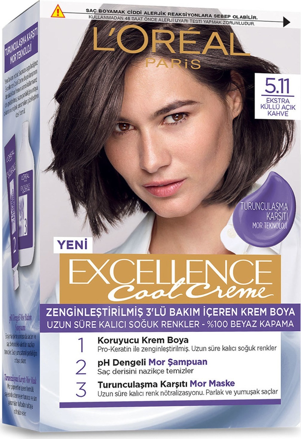 L’Oréal Paris Excellence Cool Creme Saç Boyası – 5.11 Ekstra Küllü Açık Kahve