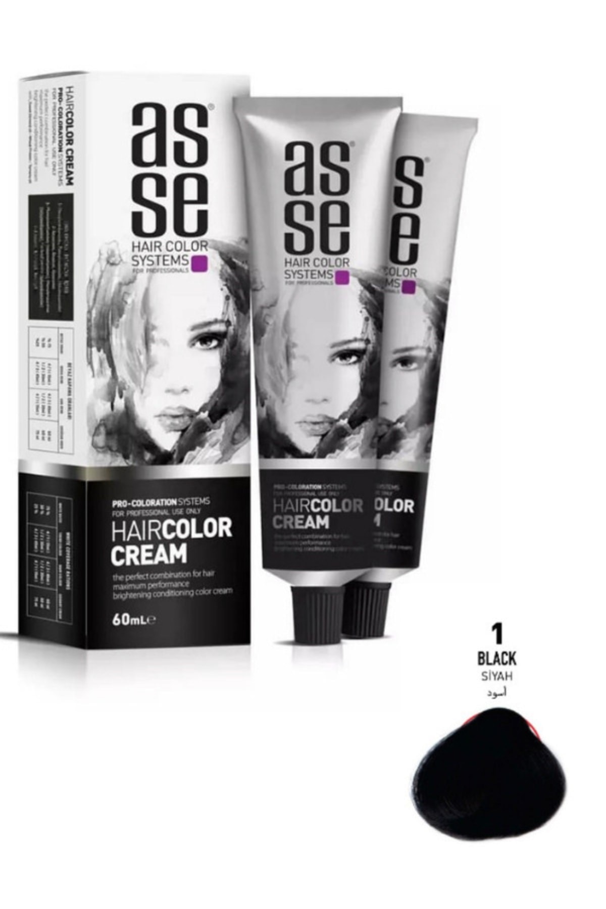 Asse Hair Color Systems Saç Boyası No:1 Siyah