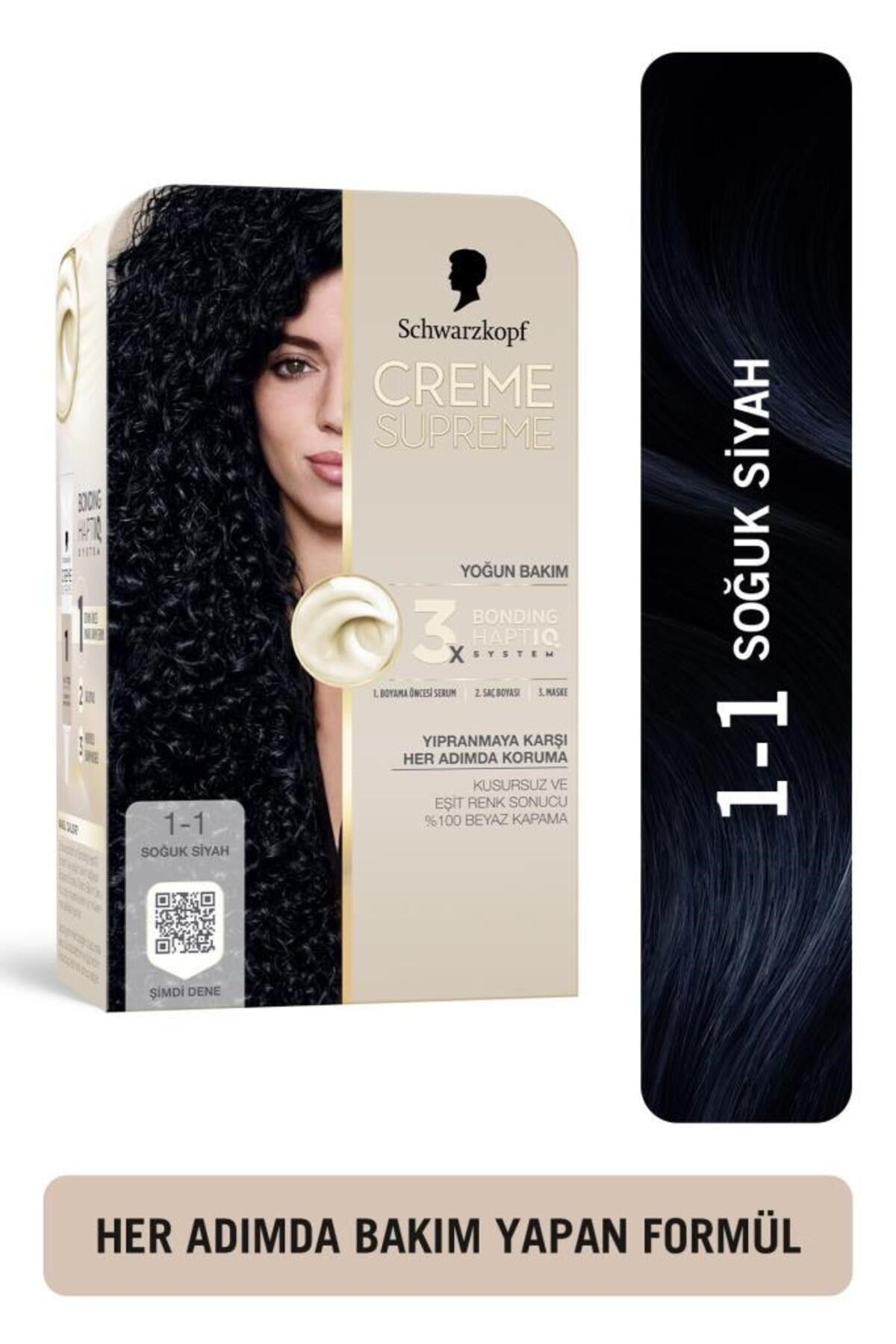 Schwarzkopf Creme Supreme Saç Boyası 1-1 Soğuk Siyah