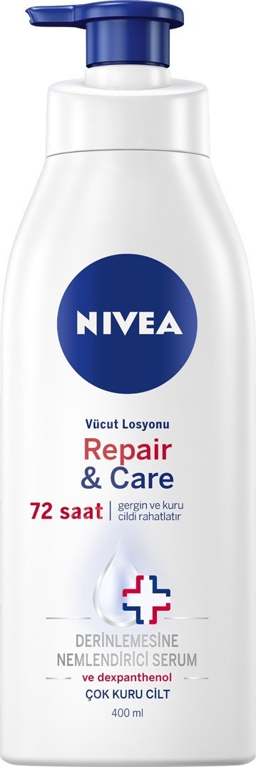 Nivea Repair & Care Vücut Losyonu 400ml,Çok Kuru Ciltler için Yoğun Bakım ve Onarıcı Vücut Losyonu, 