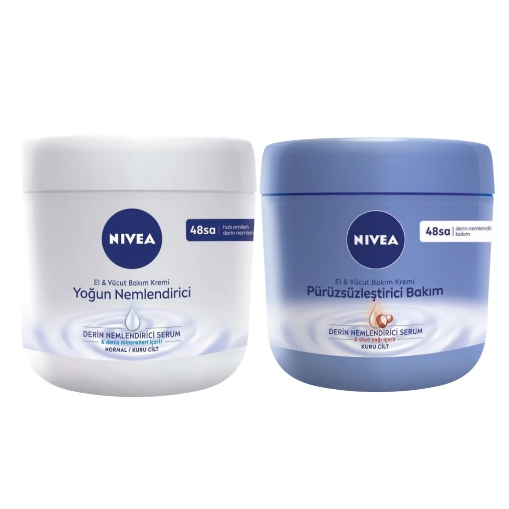 Nivea Pürüzsüzleştirici El & Vücut Bakım Kremi 400ml, Kuru Ciltler +Nivea Yoğun Nemlendirici El & Vü