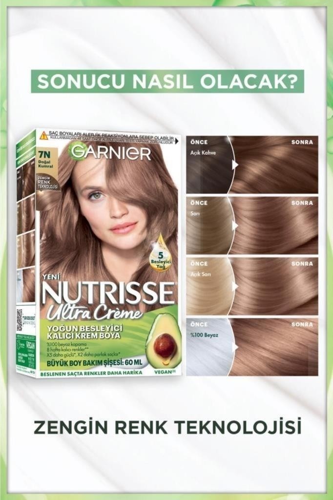 Garnier Nutrisse Yoğun Besleyici Kalıcı Krem Saç Boyası 7N Doğal Kumral