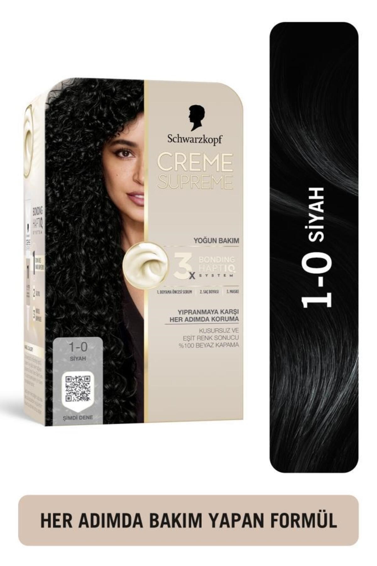 Schwarzkopf Creme Supreme Saç Boyası Full Kit 1-0 Siyah