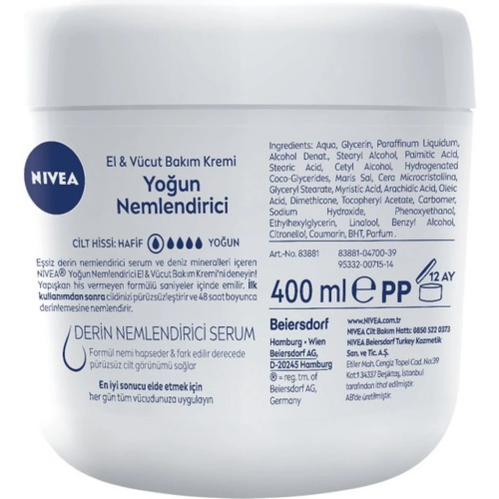 Nivea Pürüzsüzleştirici El & Vücut Bakım Kremi 400ml, Kuru Ciltler +Nivea Yoğun Nemlendirici El & Vü