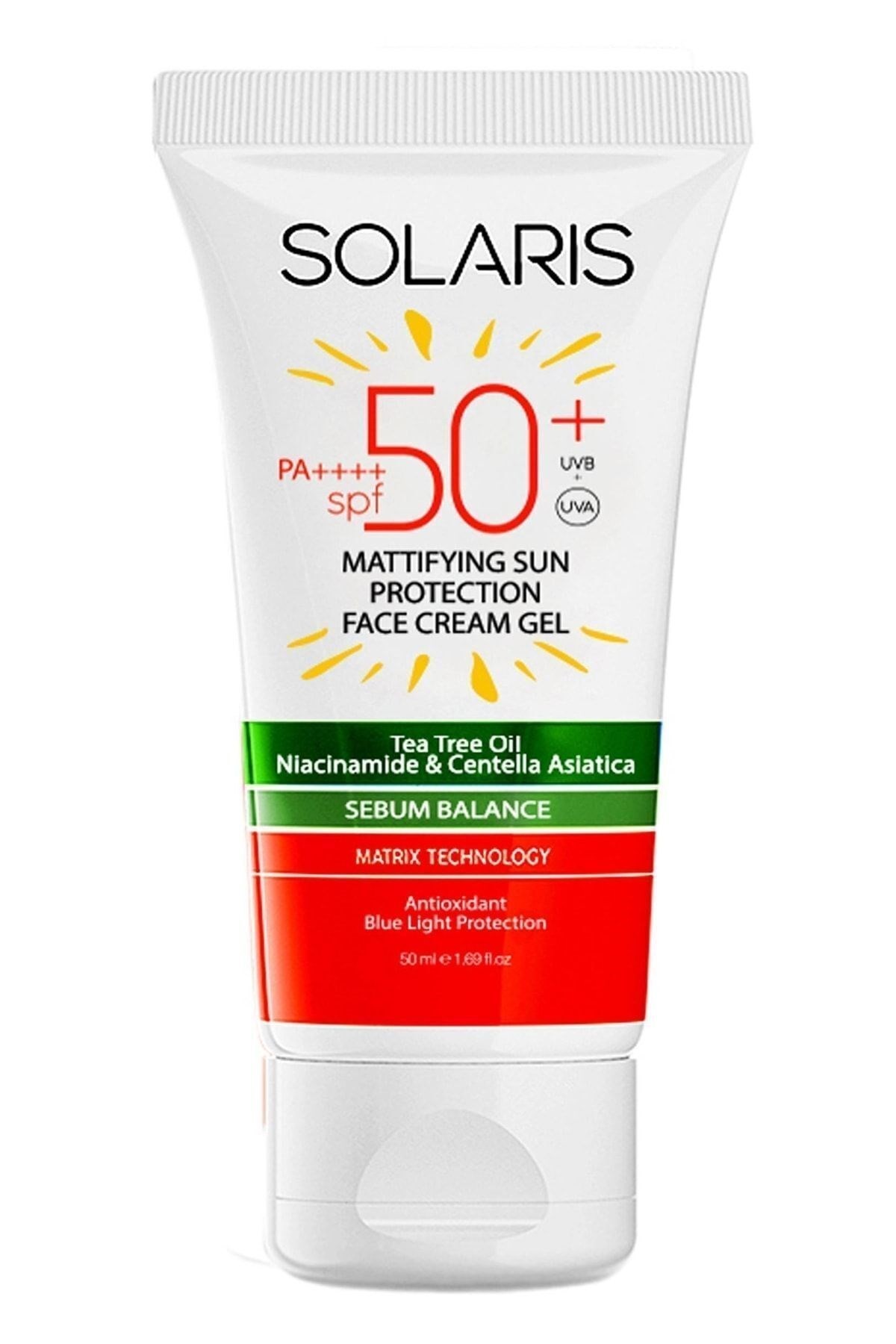 SOLARIS Yağlı Cilt Tipleri Için Mat Bitişli Yaşlanma Karşıtı Jel Güneş Kremi Spf 50 (50 ML)